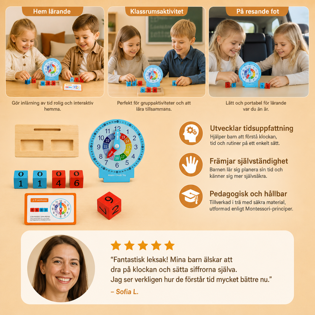 Pedagogisk Montessori Tidslärande Leksak