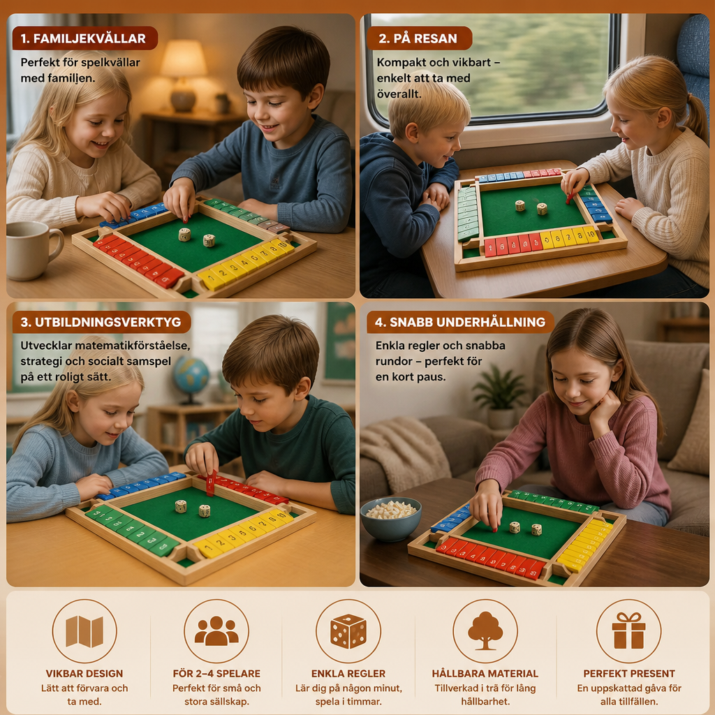 Stäng Lådan Familjespel Med Vikbar Design – Set För 4 Spelare