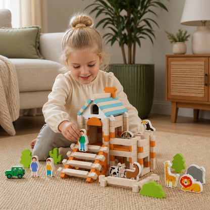 Montessori Träklossar – Naturlig Staplings- Och Byggleksak