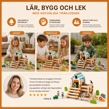 Montessori Träklossar – Naturlig Staplings- Och Byggleksak