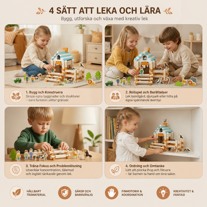 Montessori Träklossar – Naturlig Staplings- Och Byggleksak