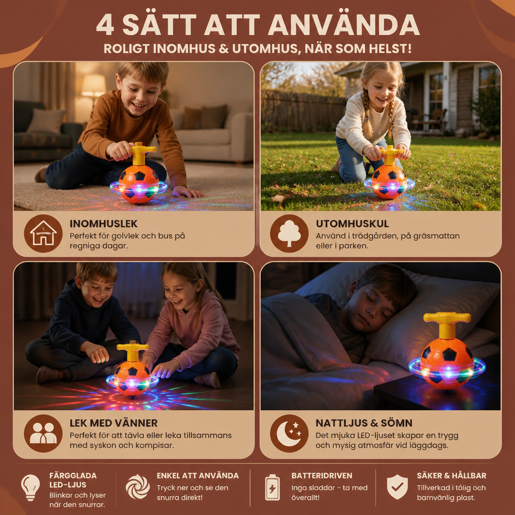 Självlysande LED-fotbollssnurra