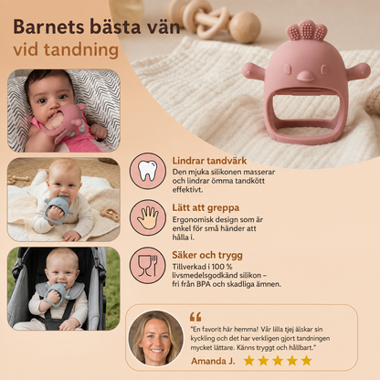 Babykyckling Silikonbitring – Tandningshjälp i livsmedelsgodkänd silikon