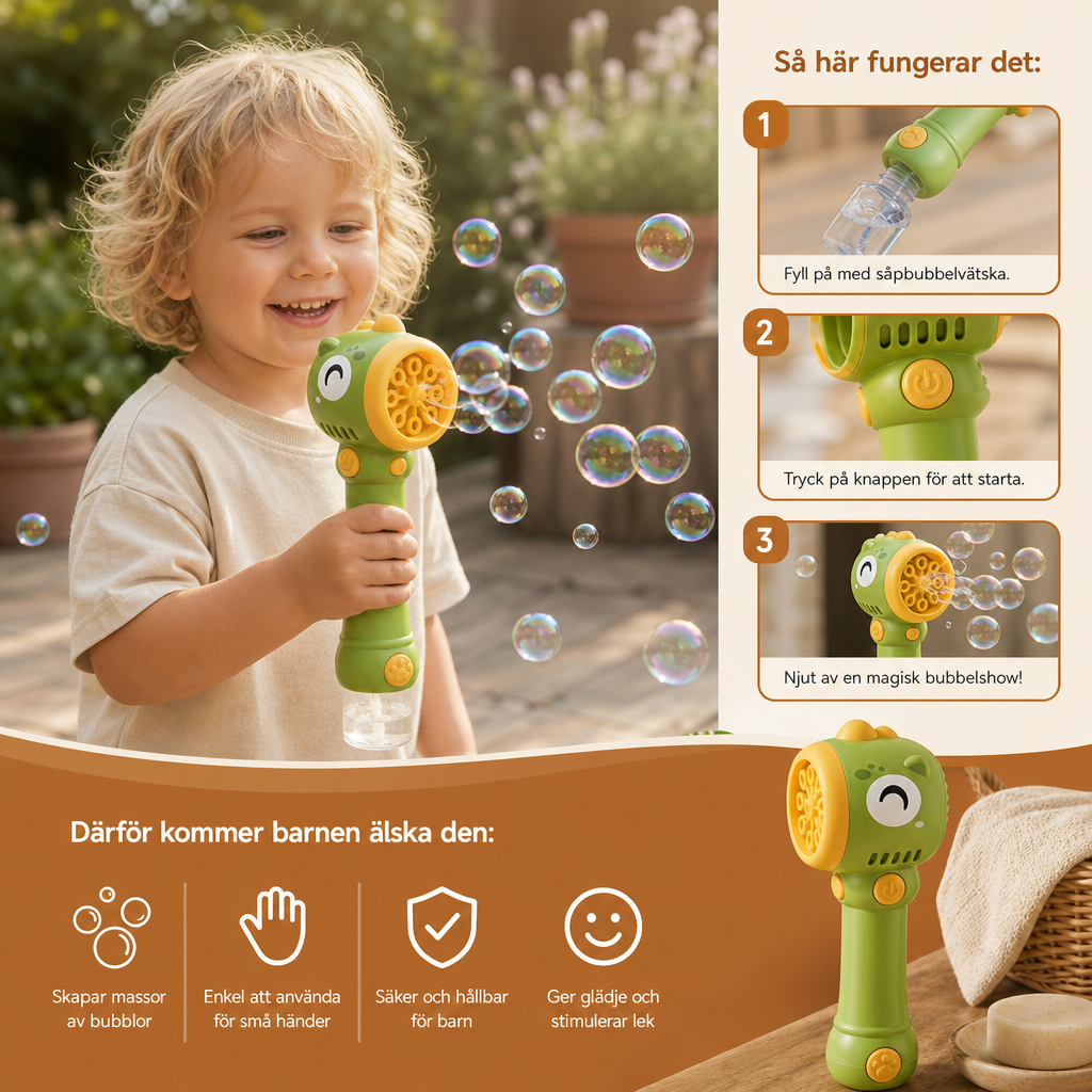 Lysande såpbubbelstav för barn – automatisk bubbelmaskin