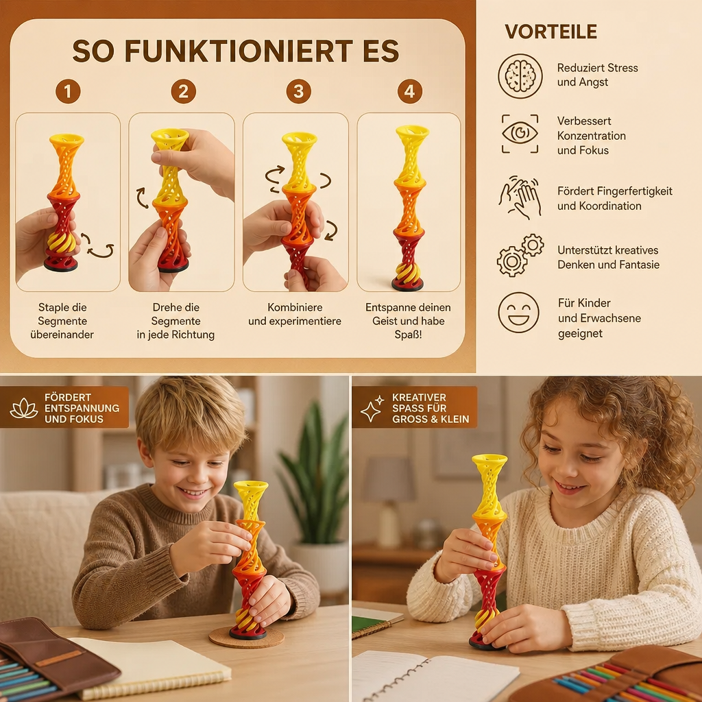 3D Spiral Fidget Toy – Rotationsbart Antistress Skrivbordsspel