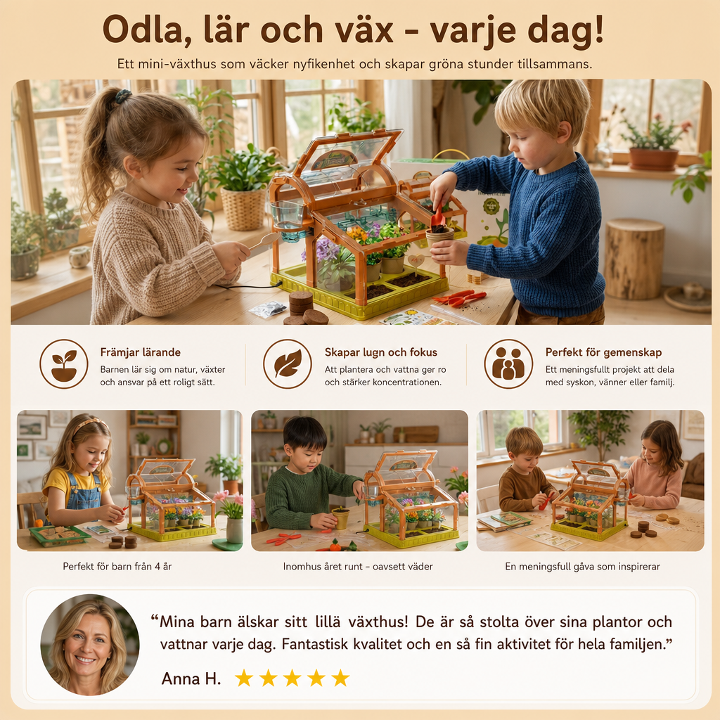 LED Akryl Mini Växthus för Barn – Inomhus Växtodlingsset – Lärande och Roligt
