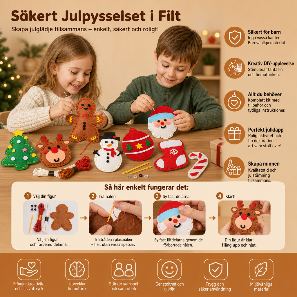 Säkert Julpysselset i Filt – Roligt DIY-Pyssel för Barn