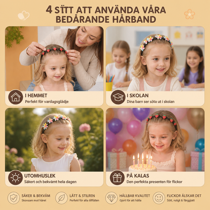 Söta Hårspännen & Hårband För Flickor Med Blom-, Jordgubbs- & Regnbågsberlocker