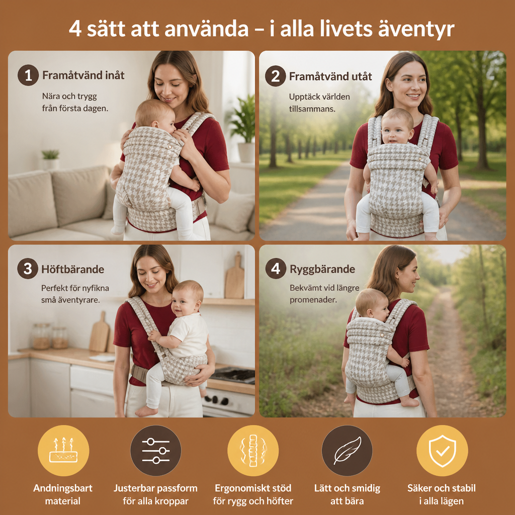Ergonomisk bärsele för bebisar – andningsbar och justerbar
