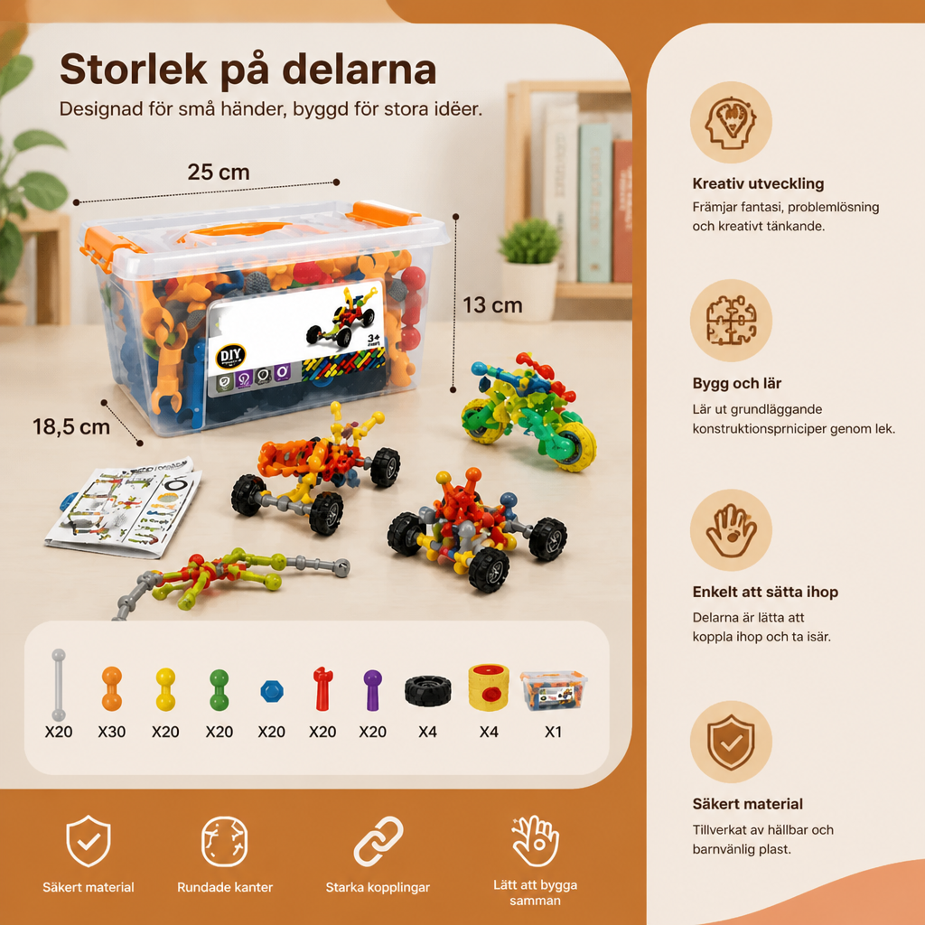 Pedagogiskt DIY-byggset med rörliga leder