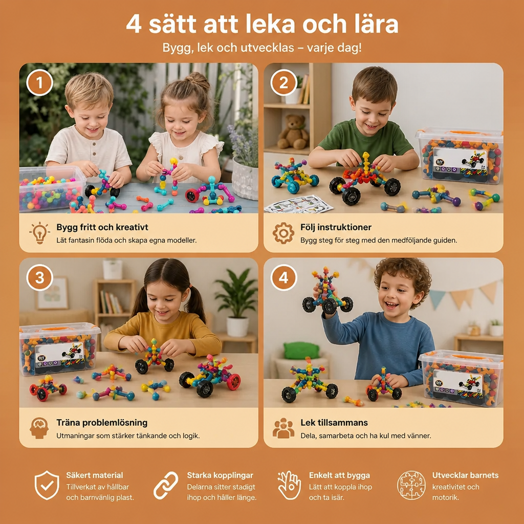 Pedagogiskt DIY-byggset med rörliga leder
