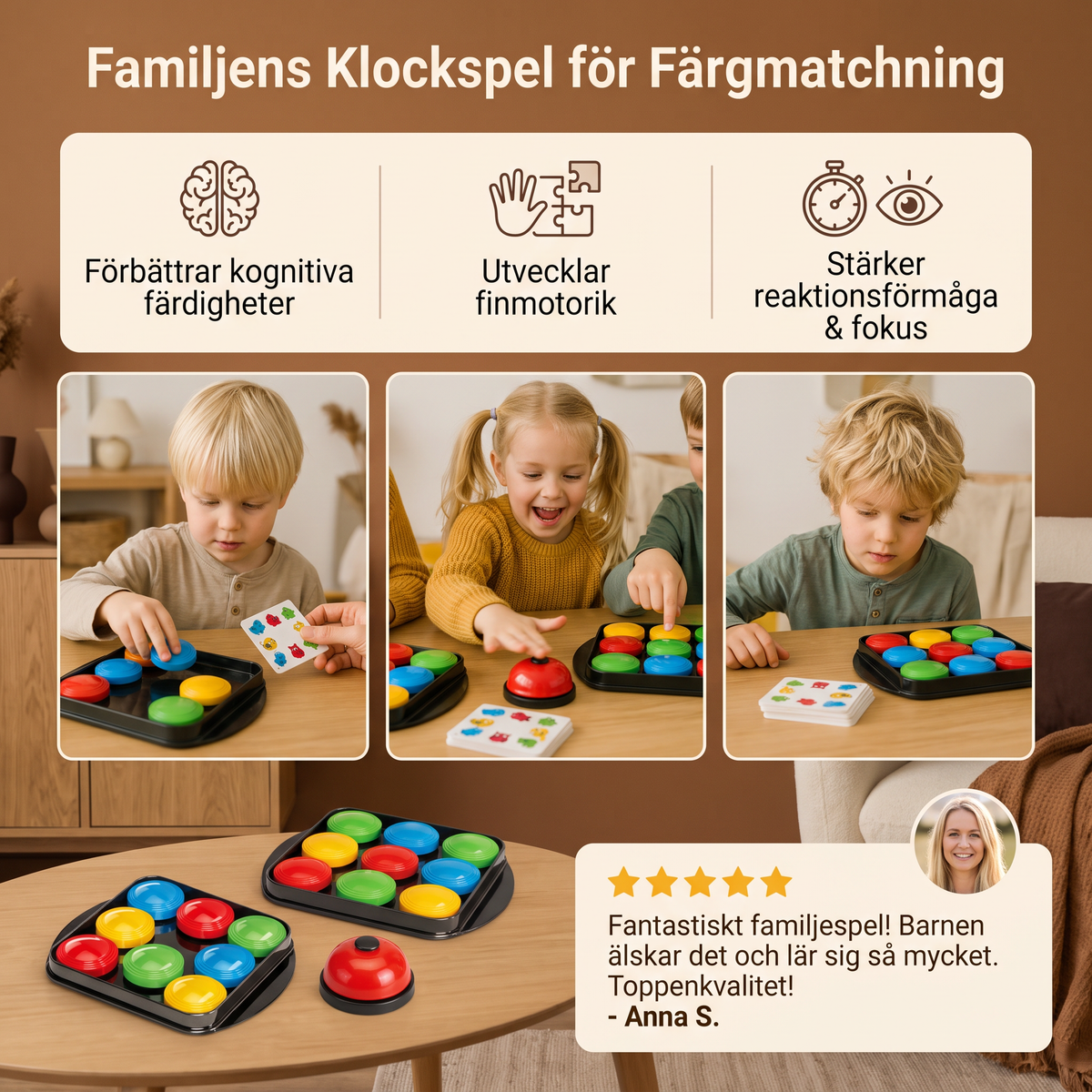 Utbildningsspel Familjens Klockspel för Färgmatchning