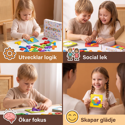 Familjespel: Träpussel för Formmatchning