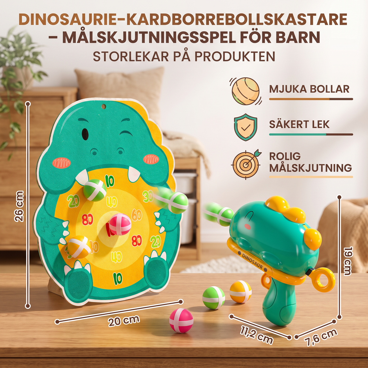 Dinosaurie-Kardborrebollskastare – Målskjutningsspel För Barn