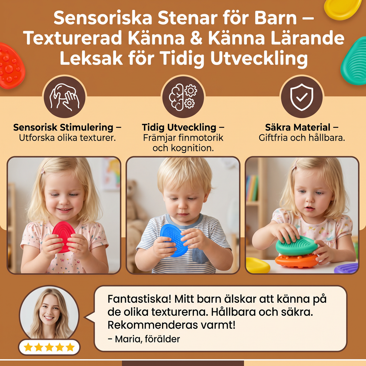 Sensoriska Stenar för Barn – Texturerad Känna & Känna Lärande Lektoy för Tidig Utveckling