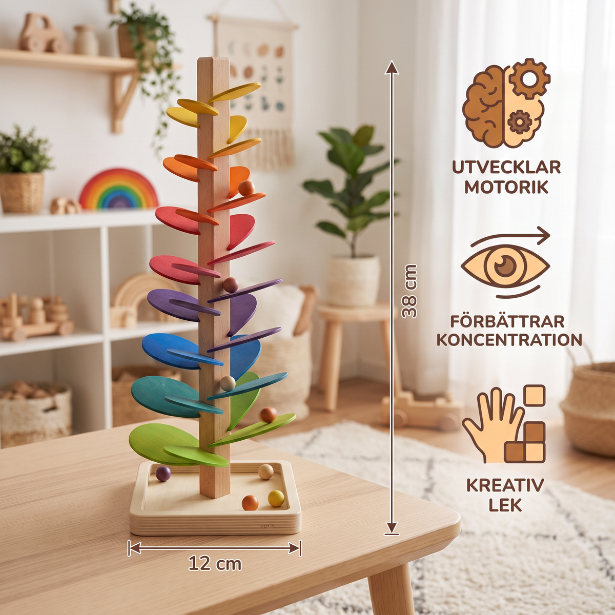 Montessori Regnbåge Marmortorn I Trä