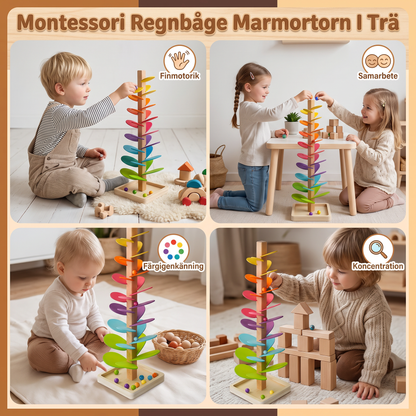 Montessori Regnbåge Marmortorn I Trä