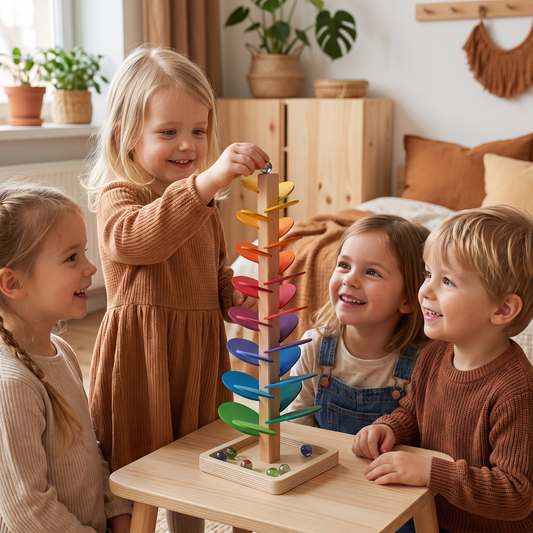 Montessori Regnbåge Marmortorn I Trä
