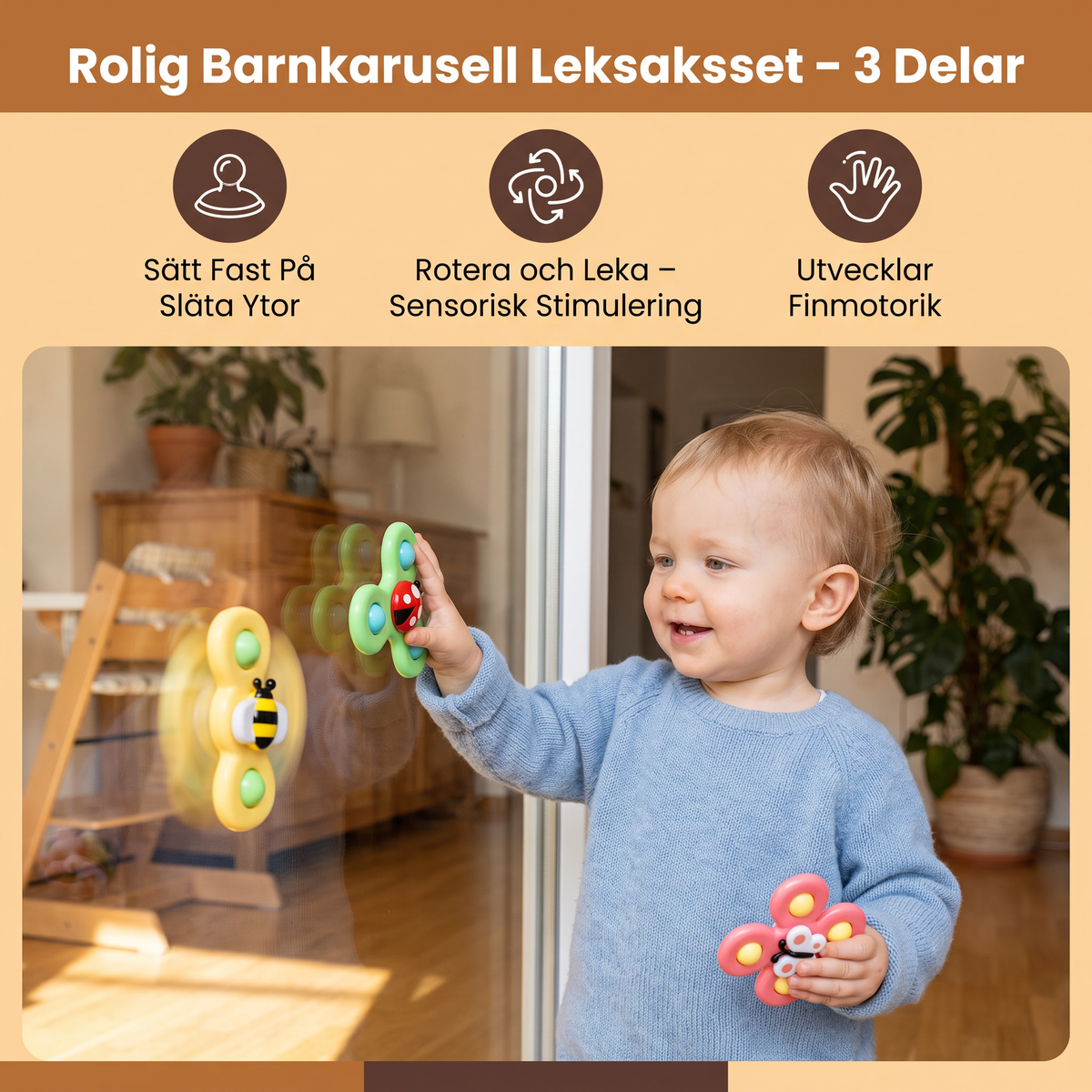 Rolig Barnkarusell Leksaksset Med 3 Delar