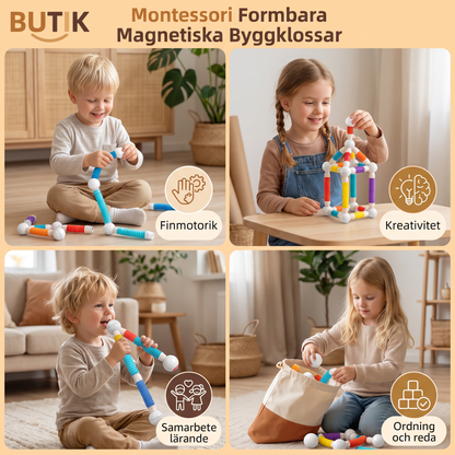 Montessori Formbara Magnetiska Byggklossar