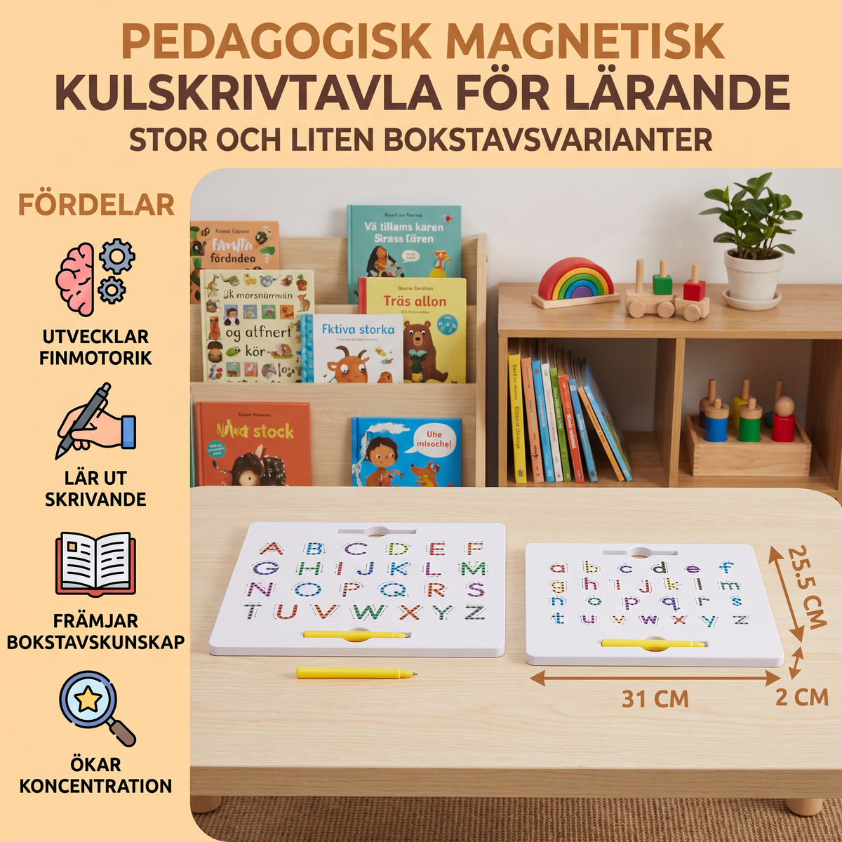 Pedagogisk Magnetisk Kulskrivtavla För Lärande