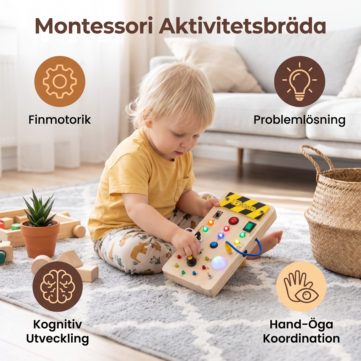 Montessori Aktivitetsbräda I Trä