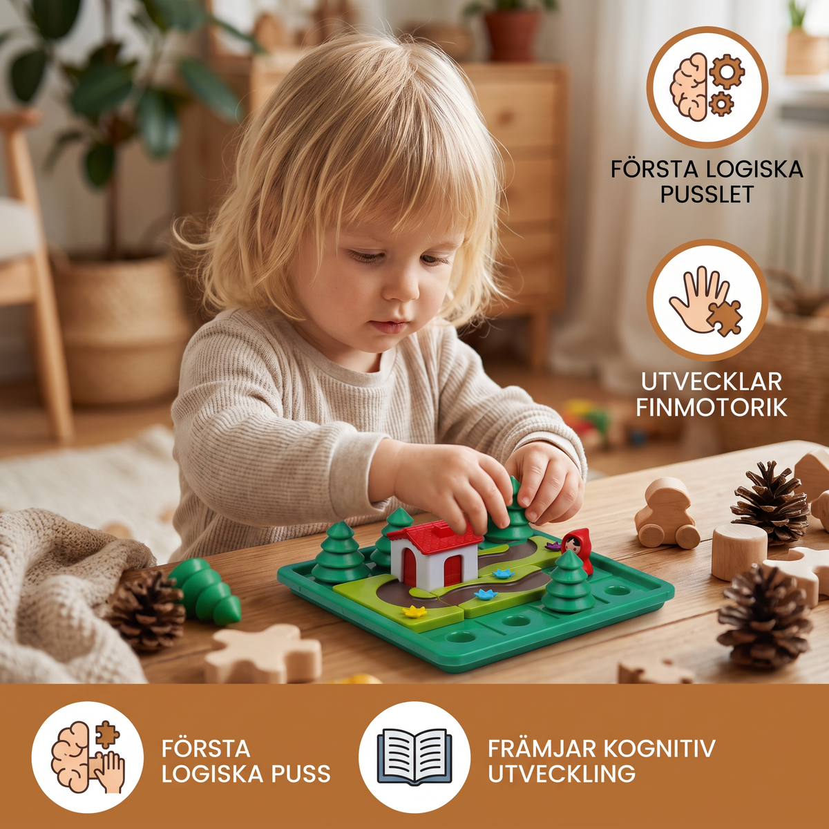 Montessori-Pussel Med Rödluvan Och Skicklighetsspel
