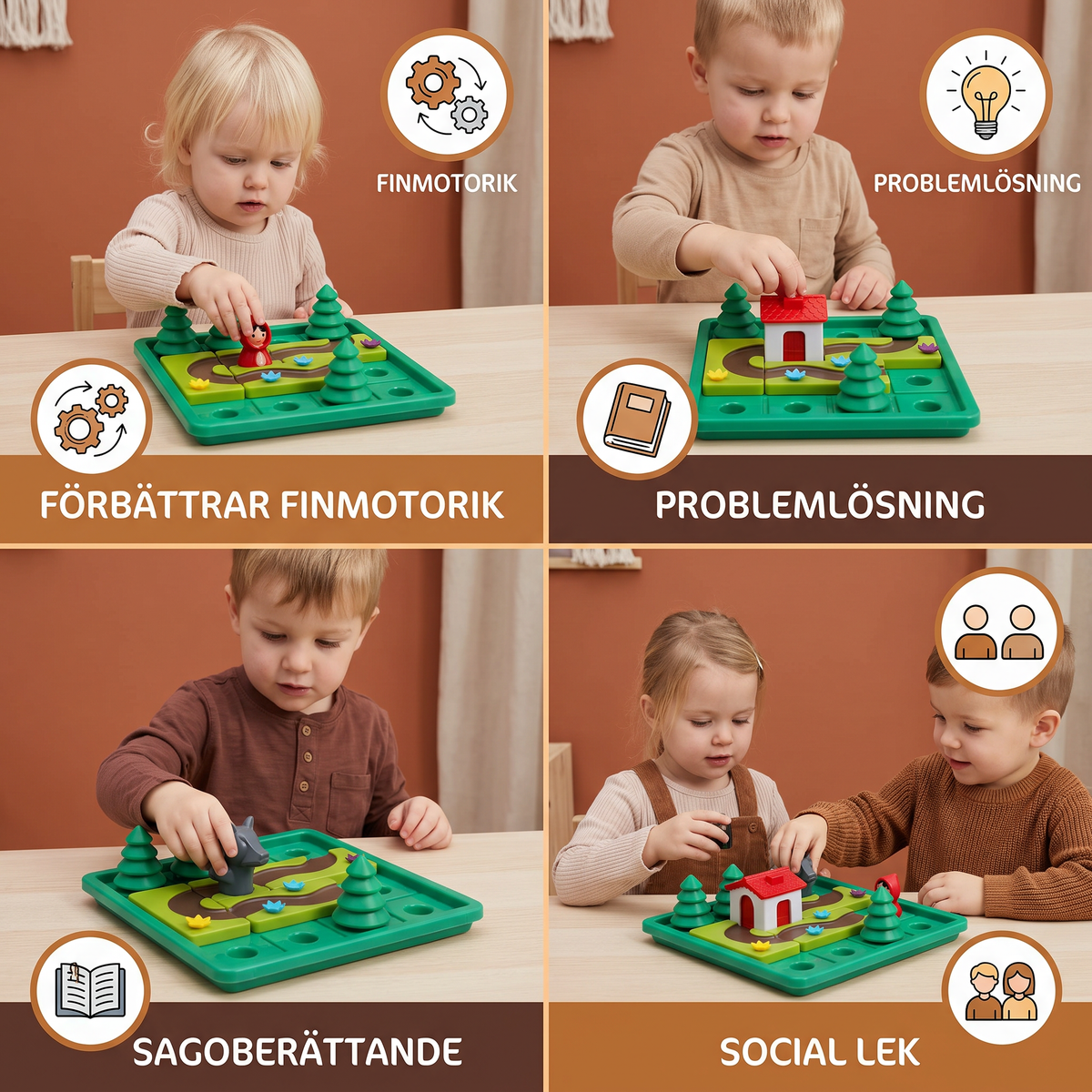 Montessori-Pussel Med Rödluvan Och Skicklighetsspel