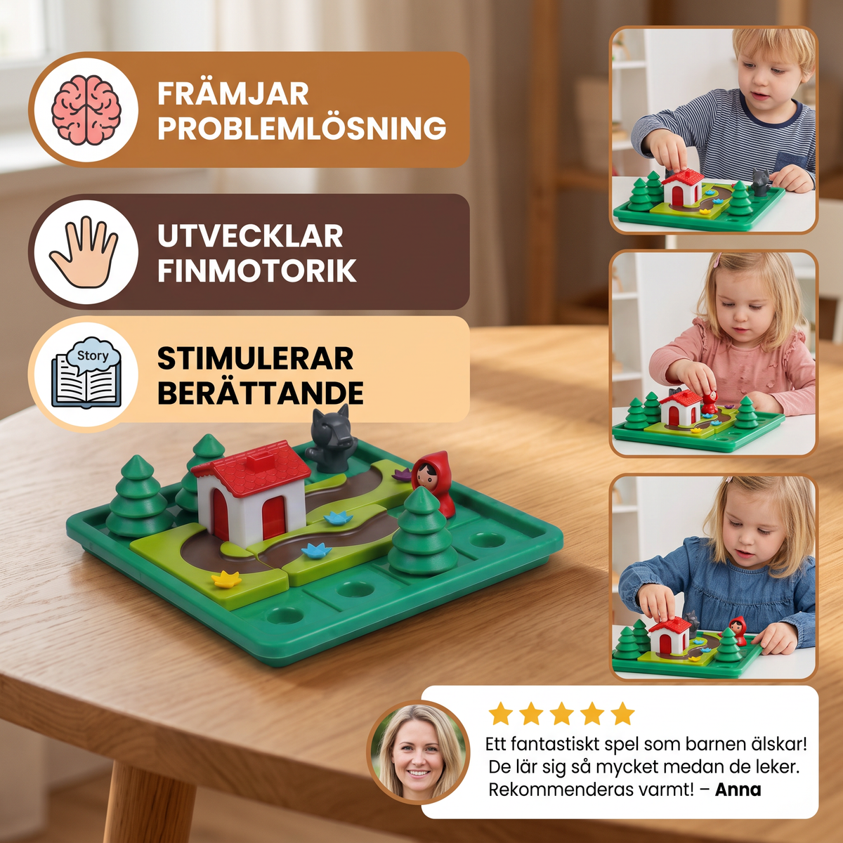 Montessori-Pussel Med Rödluvan Och Skicklighetsspel
