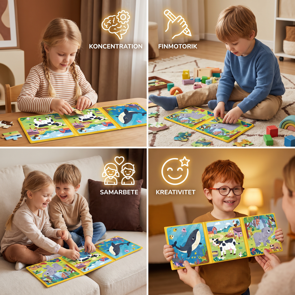 Magnetisk Montessori-Pusselbok