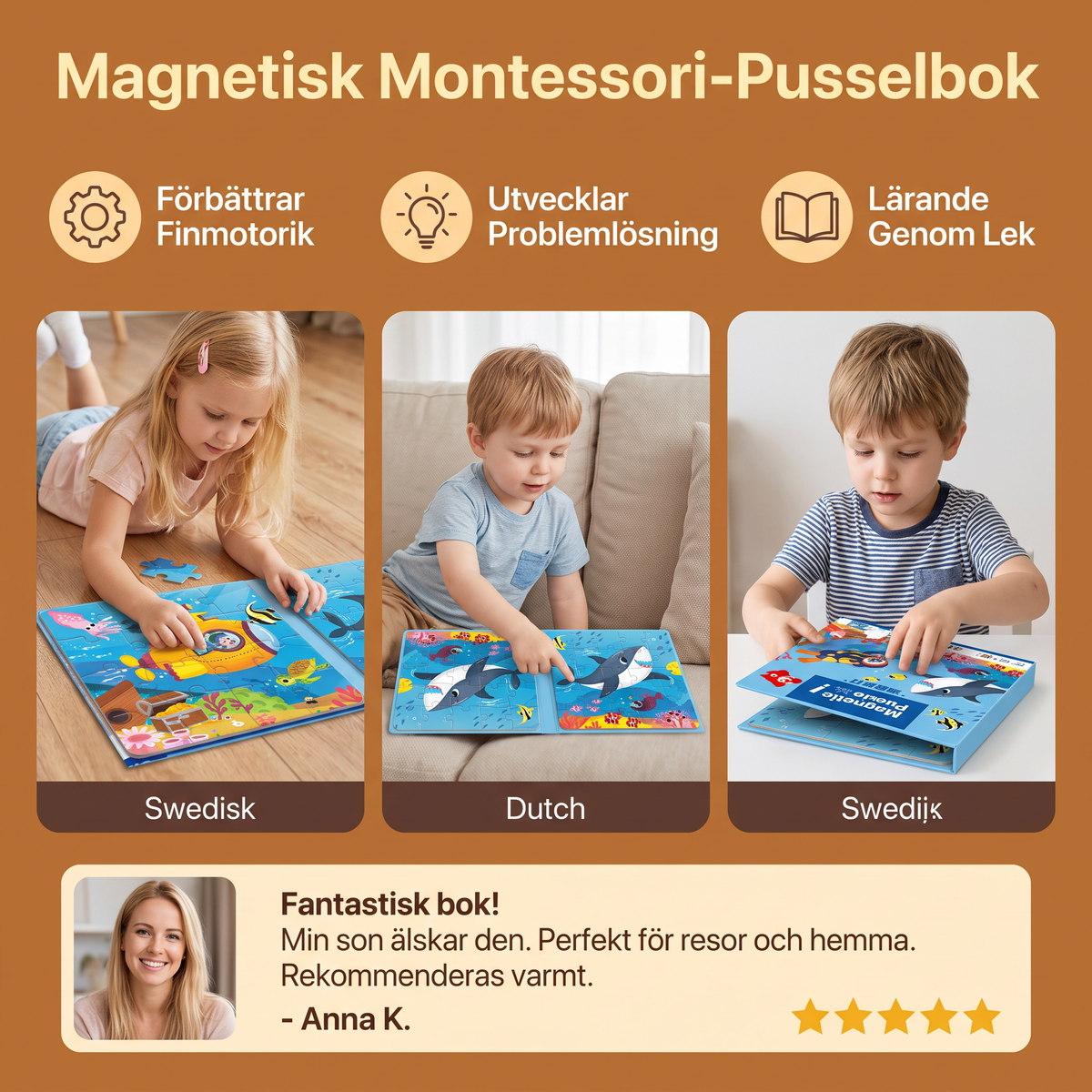 Magnetisk Montessori-Pusselbok