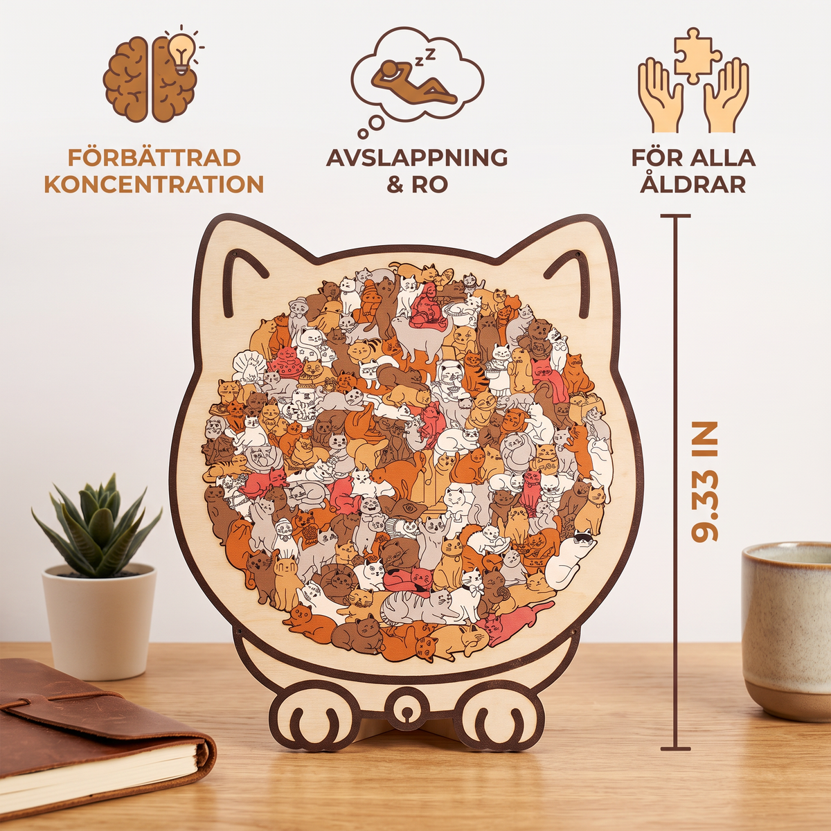Träpussel Med Kattmotiv