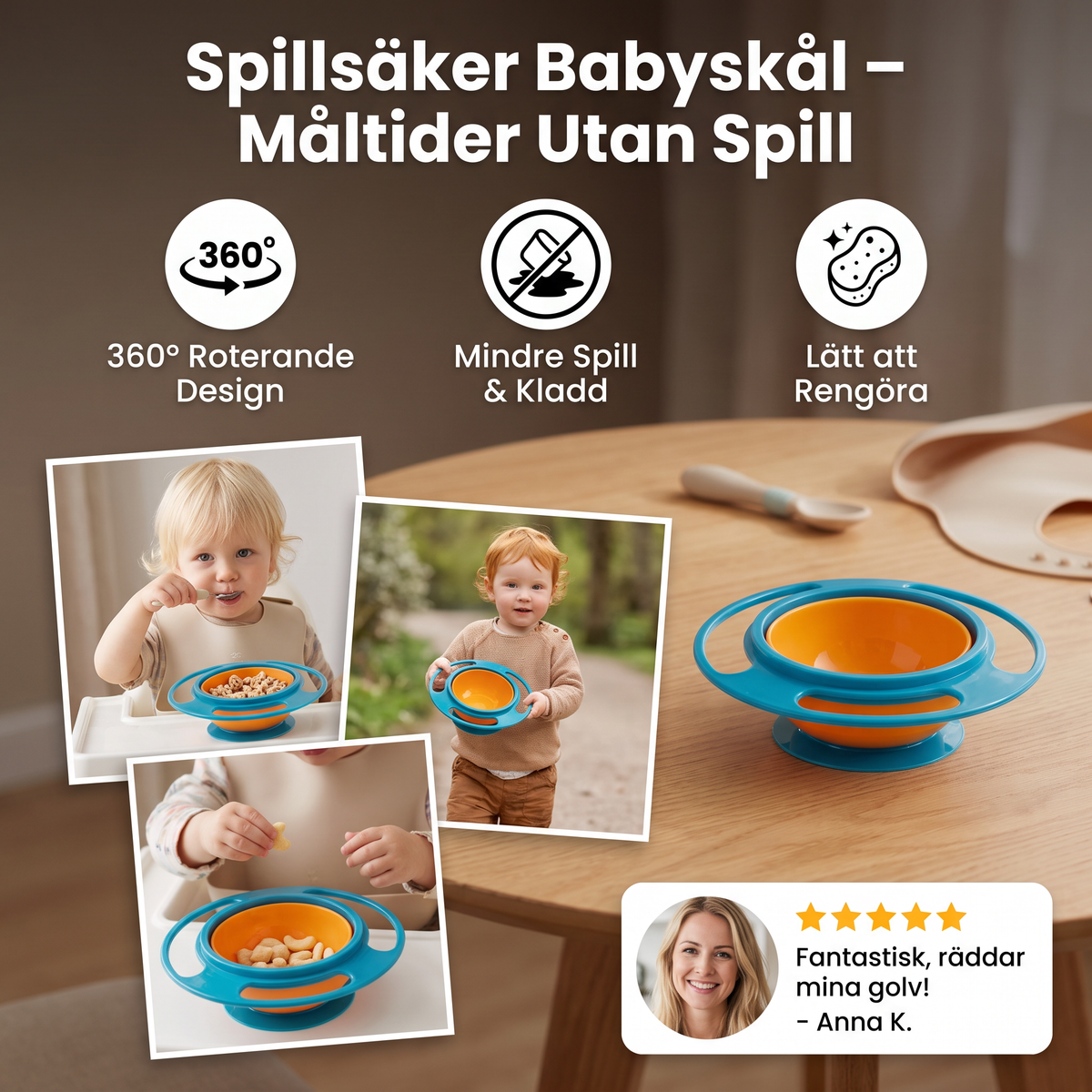 Spillsäker Babyskål – Måltider Utan Spill