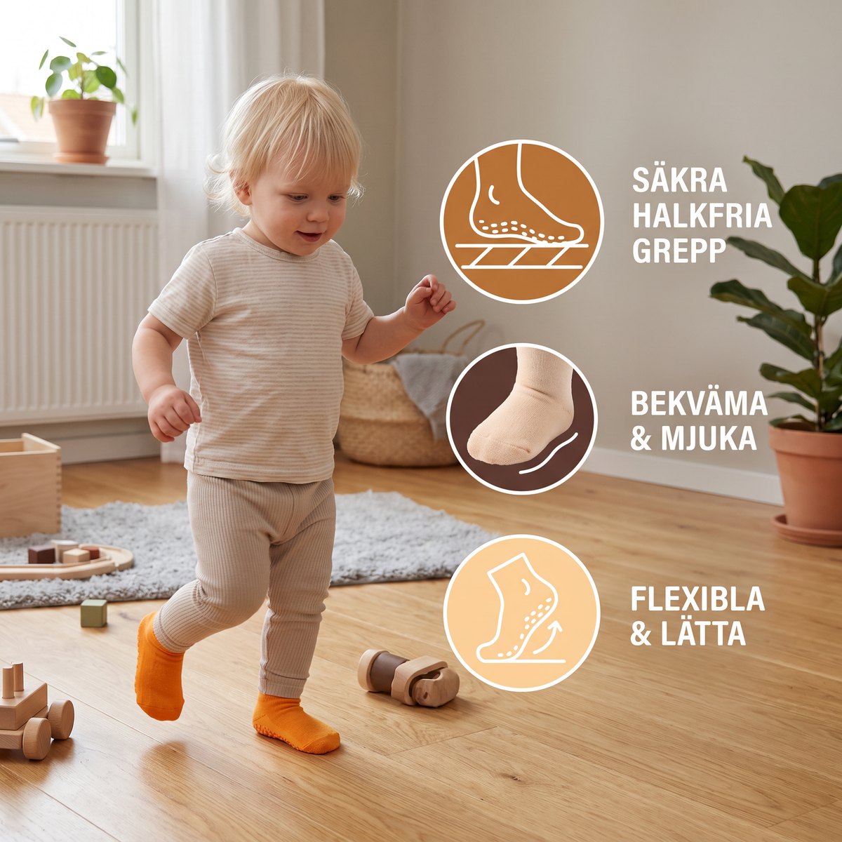 Säkra Halkfria Sockskor för Barn
