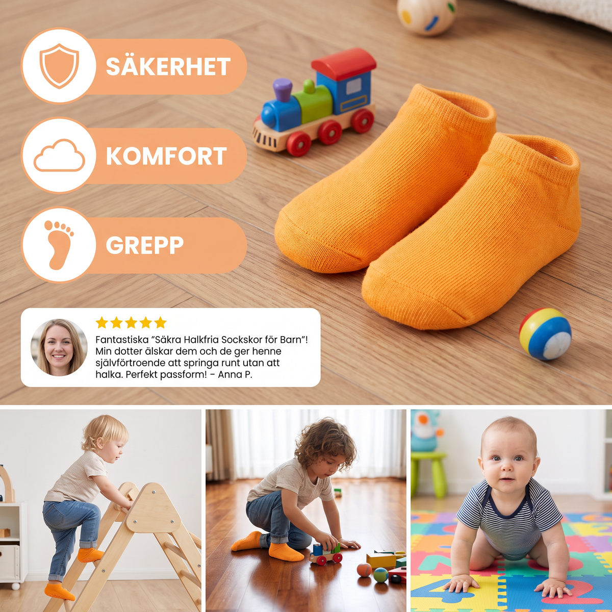 Säkra Halkfria Sockskor för Barn
