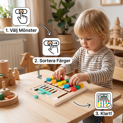 Fyrfärgs logiksorteringsspel i trä – Montessori lär- och tankespel för barn
