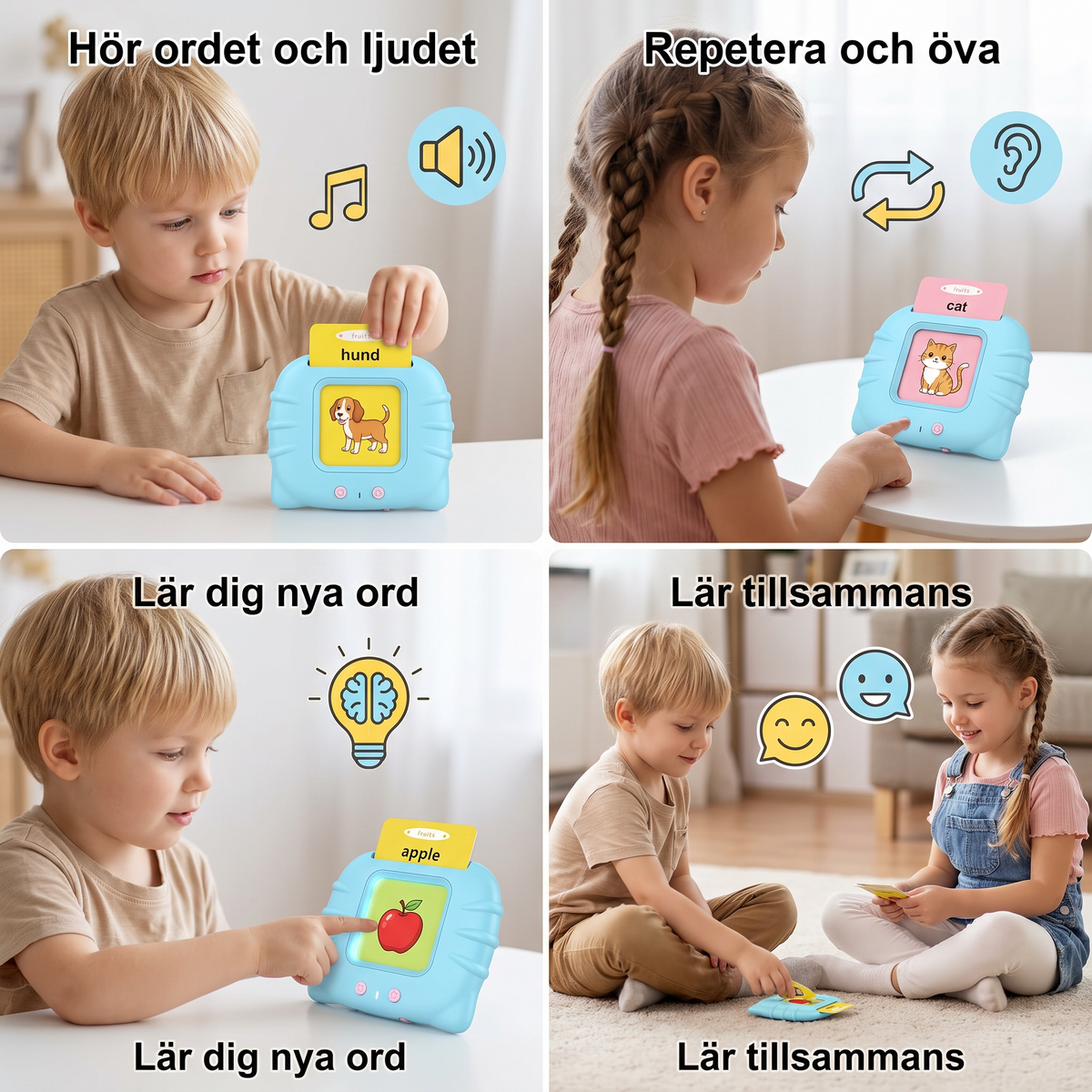Pratande engelska lärokort – Interaktivt lärspel för barn