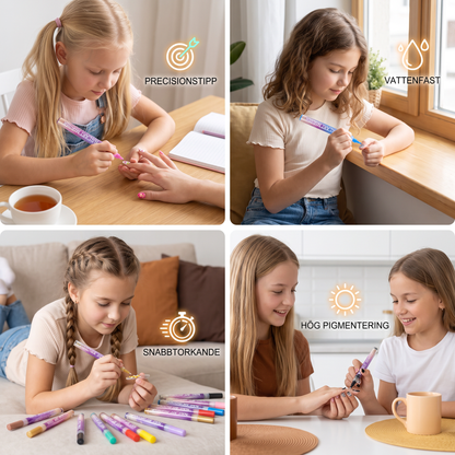 Nail Art-marker set med precisionstipp – akrylpennor för fina nageldesigner