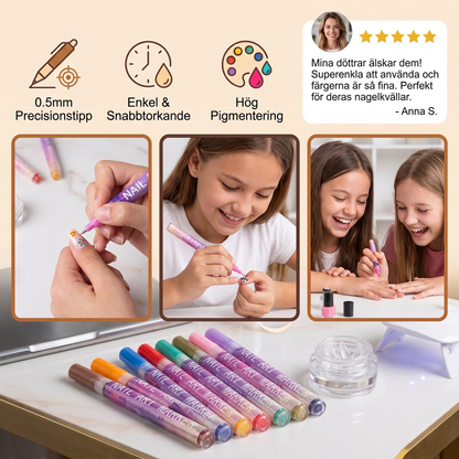 Nail Art-marker set med precisionstipp – akrylpennor för fina nageldesigner