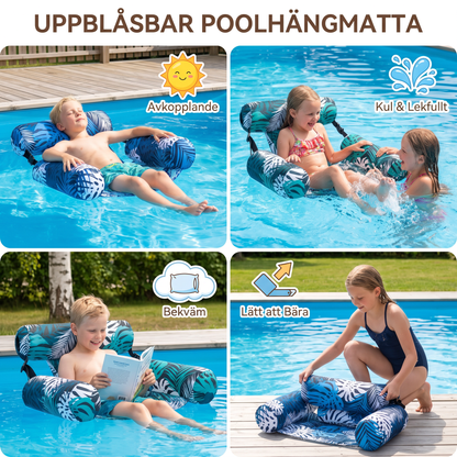 Uppblåsbar Poolhängmatta med Ryggstöd – Hopfällbar Vattenstol