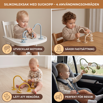 Silikoniskt motorikleksak för bebisar – Sugkoppsleksak för bord och barnstol