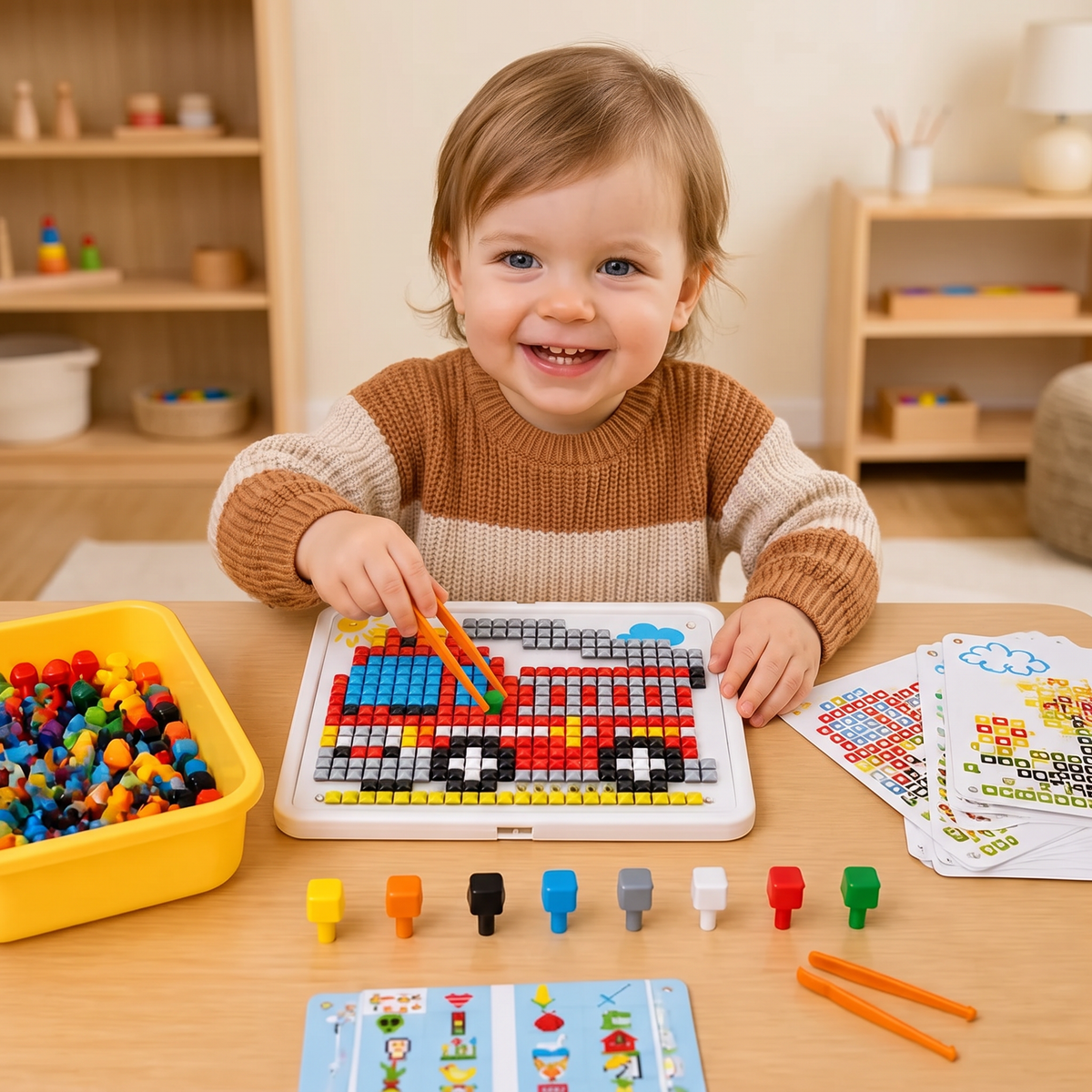 Montessori Mosaiktavla med Pluggar för Lek och Lärande