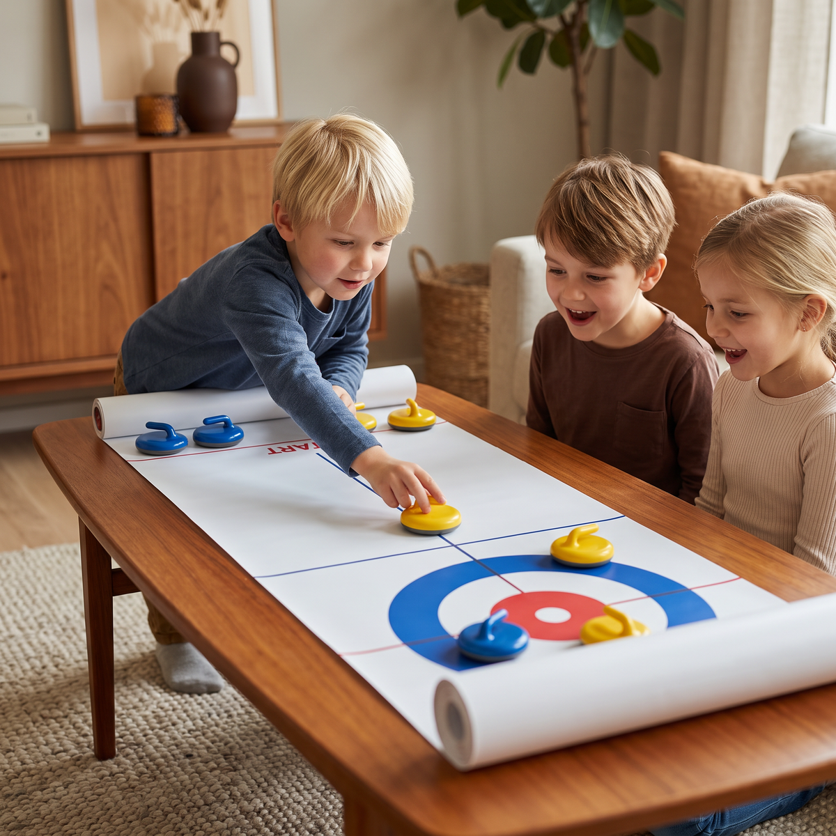 Bärbart bordscurlingspel – tävlingsset för 2 spelare