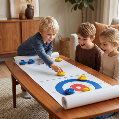 Bärbart bordscurlingspel – tävlingsset för 2 spelare