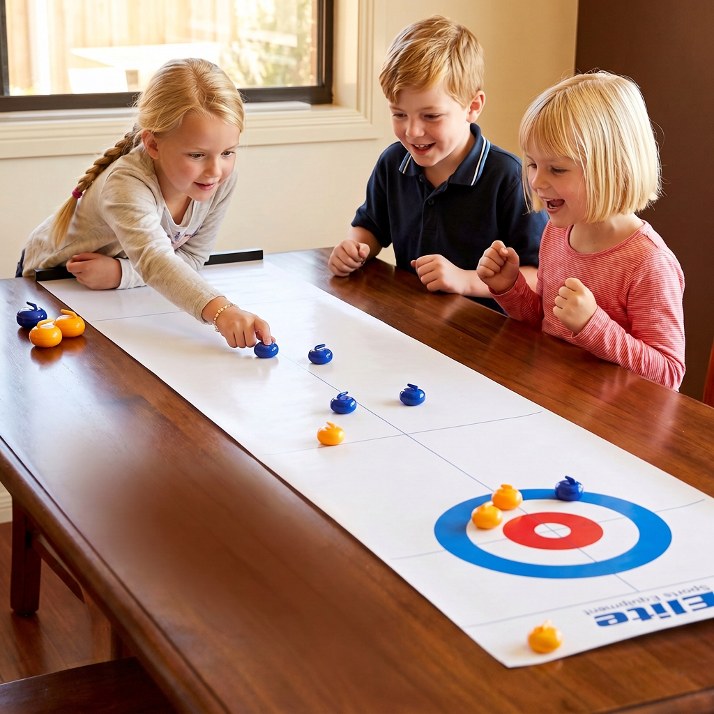 Bärbart bordscurlingspel – tävlingsset för 2 spelare