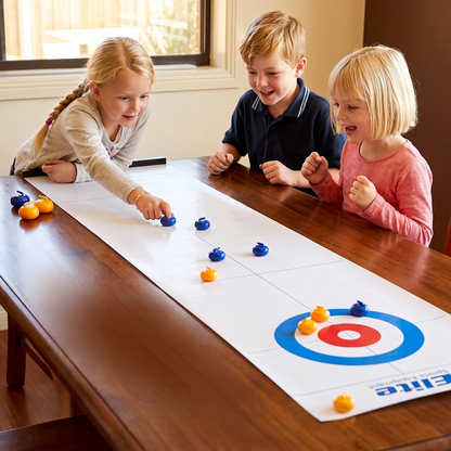 Bärbart bordscurlingspel – tävlingsset för 2 spelare