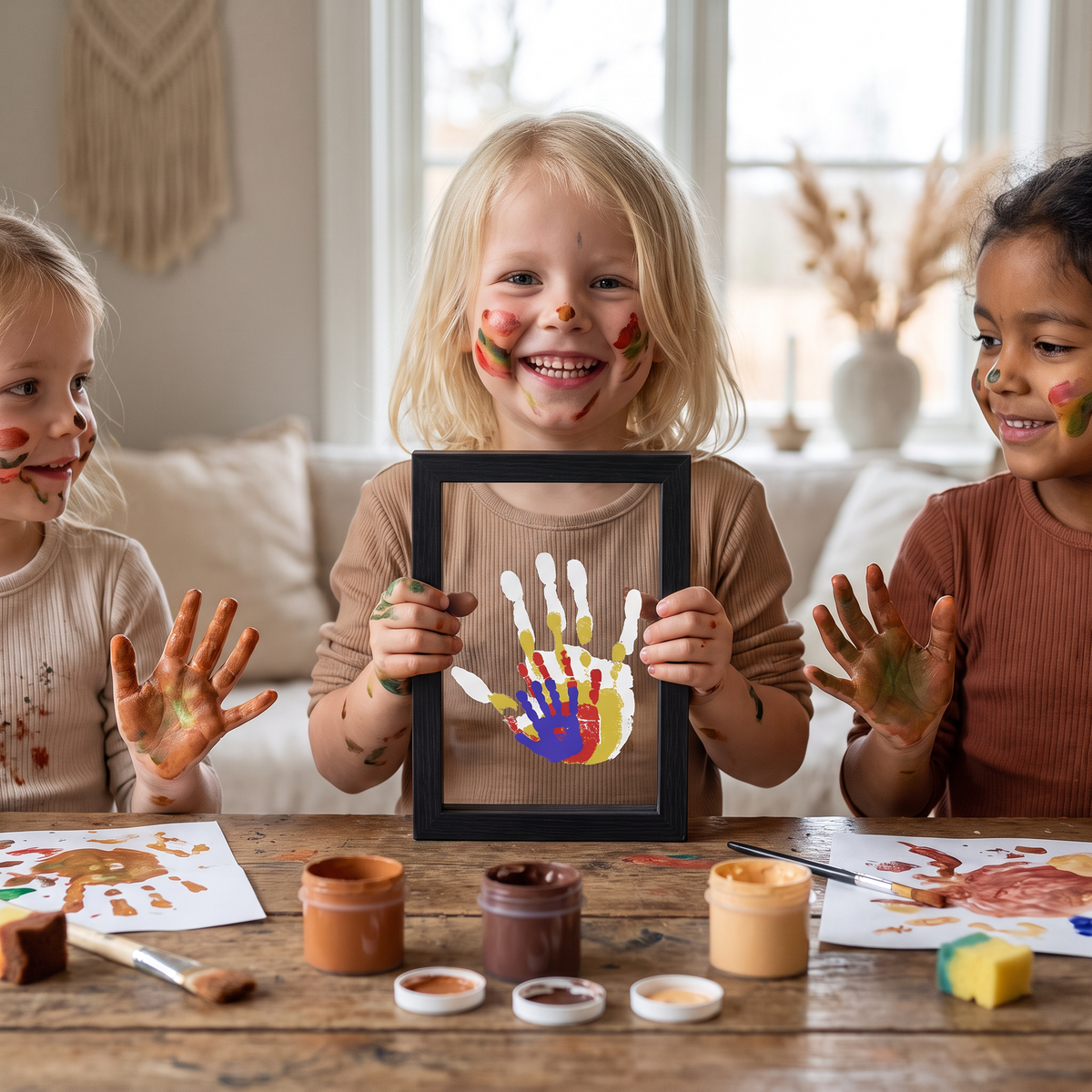 DIY Handavtrycksram i Trä – Familjepåminnelseset med Färger