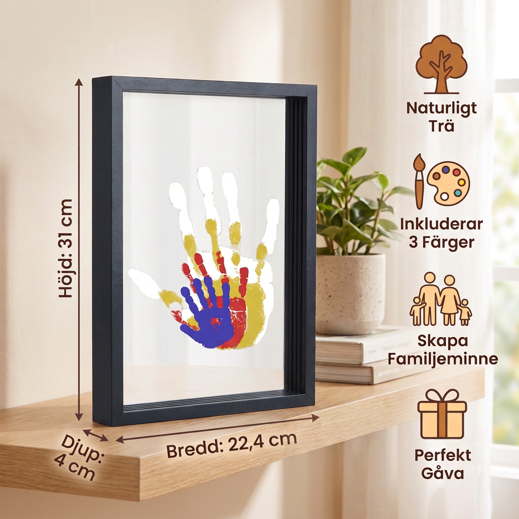 DIY Handavtrycksram i Trä – Familjepåminnelseset med Färger