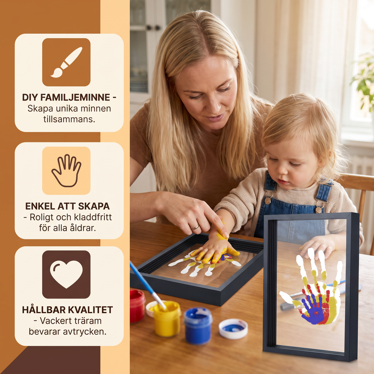 DIY Handavtrycksram i Trä – Familjepåminnelseset med Färger