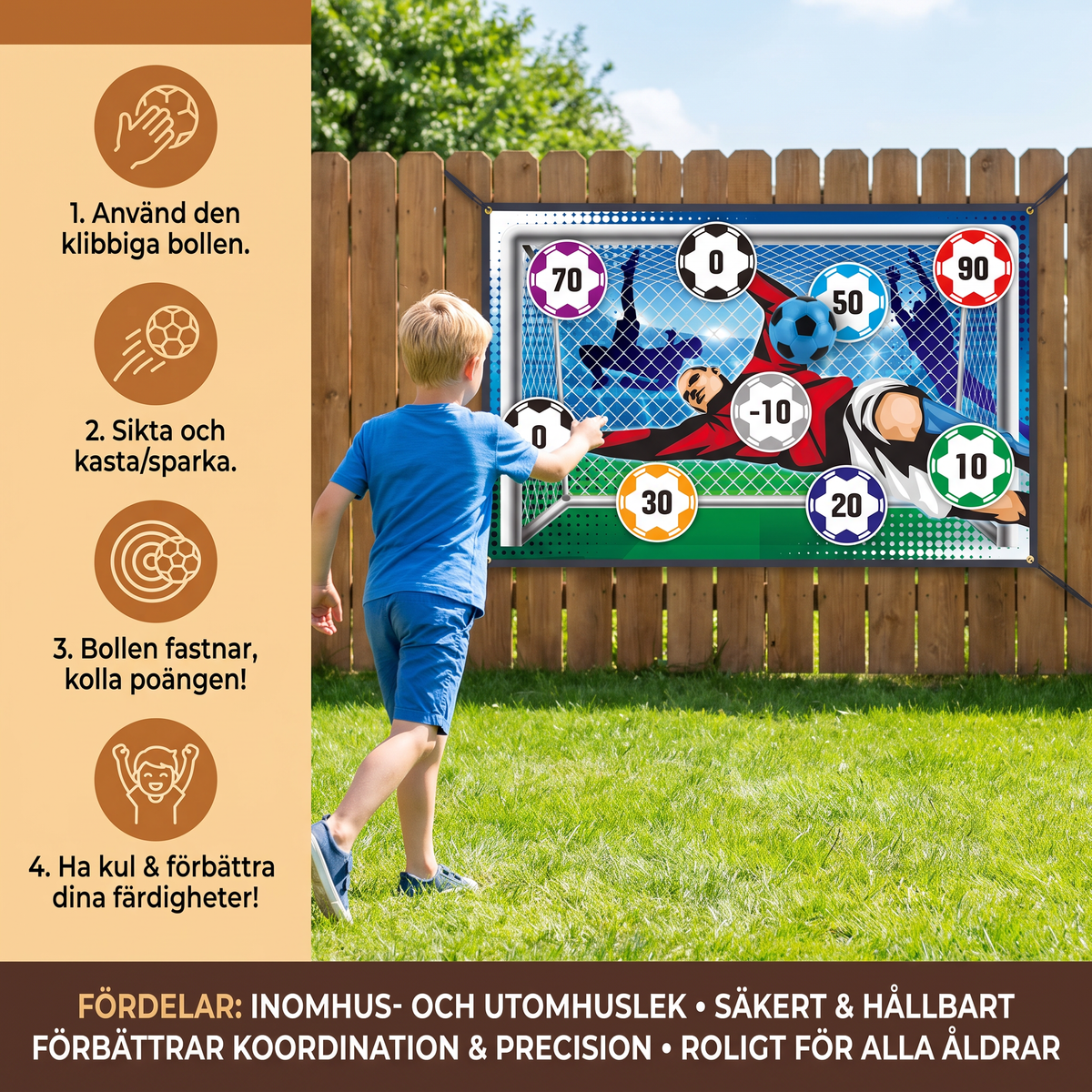 Klebande Fotbollsmålvägg – Inomhus- och Utomhustränings- och Spelset